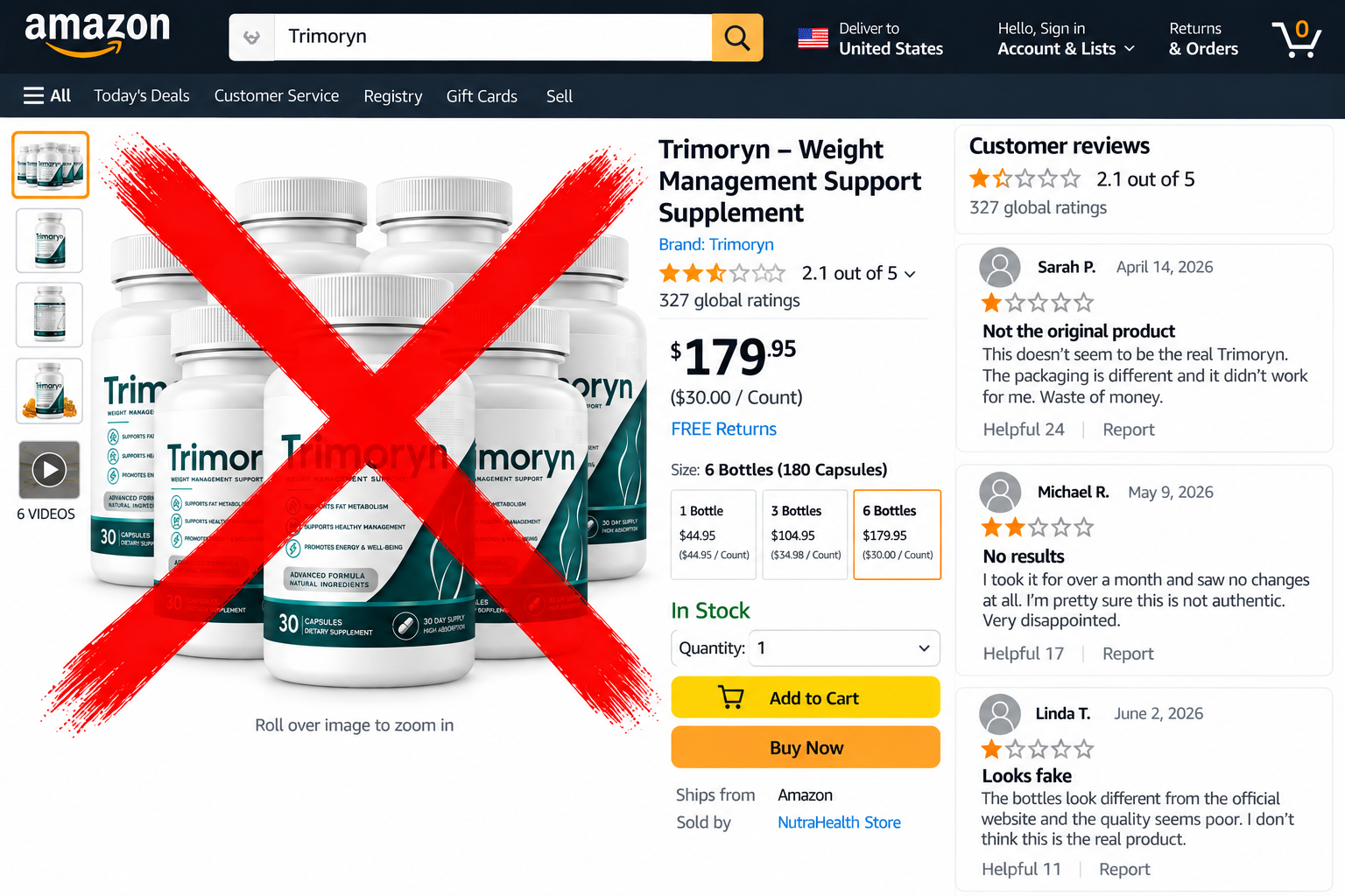 Beware of fake Trimoryn listings