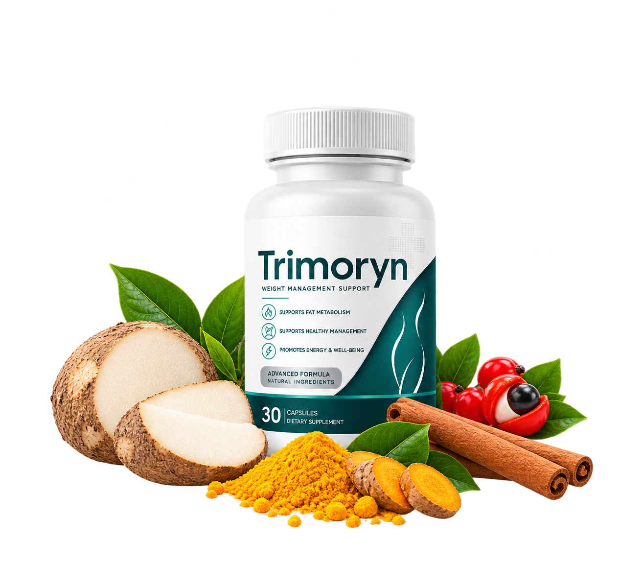 Trimoryn bottle with natural ingredients